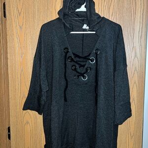 Stylish Black Lace-Up Hoodie